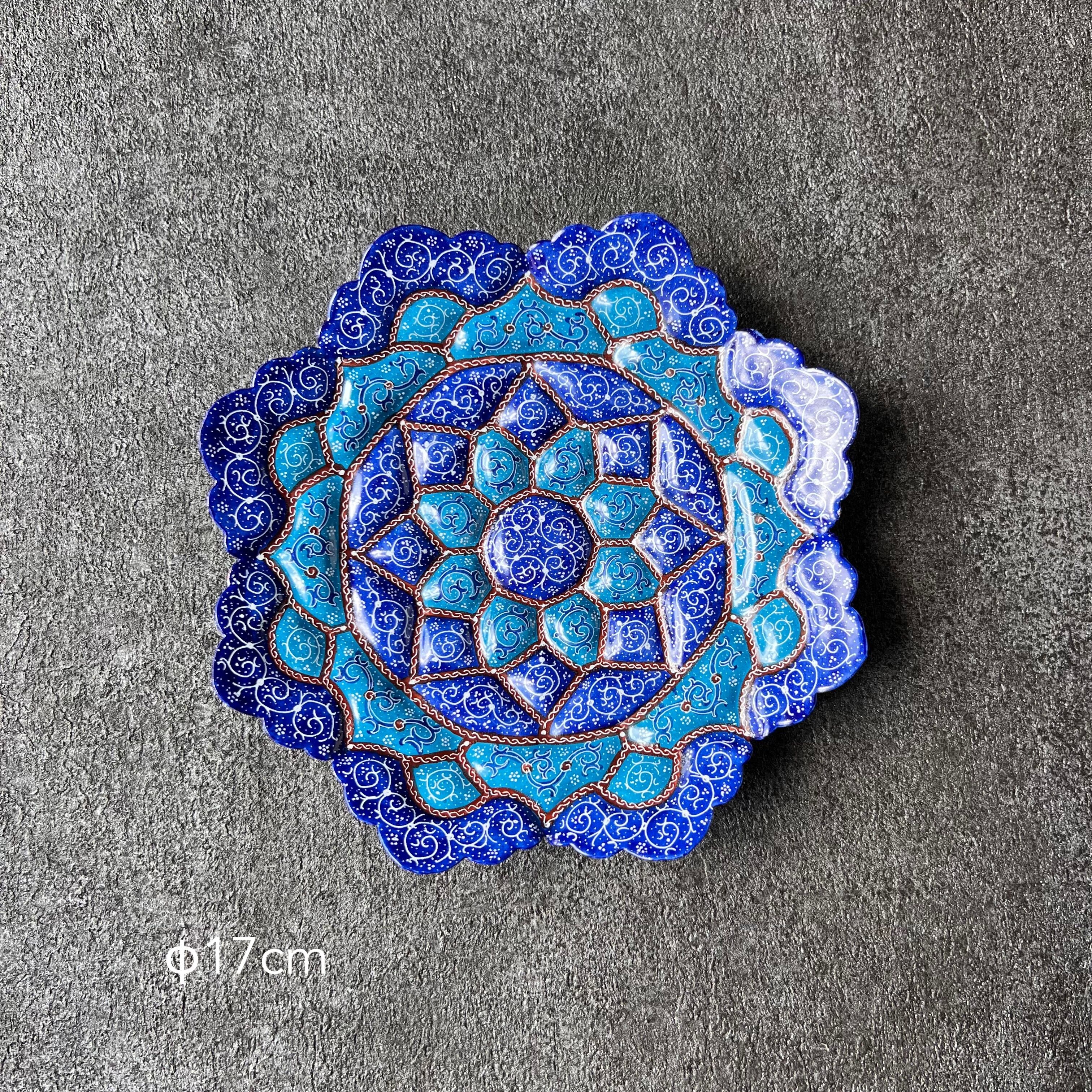 ペルシャの飾り皿(ミーナーカーリー)17cm 壁飾り【MINA KARI 017-015】ミーナカーリー
