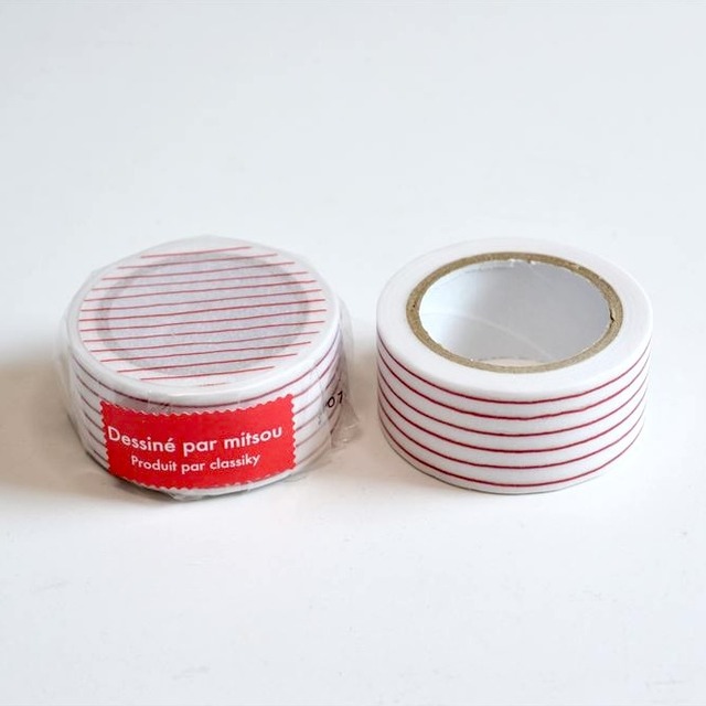 【mitsou】マスキングテープ「縞・レッド」