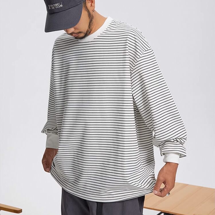 ★COLOR CONTRAST STRIPE SHIRT TOP　　　A0737