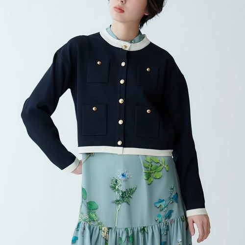 【 Mylanka 】ジャケットライク配色ニットカーディガン