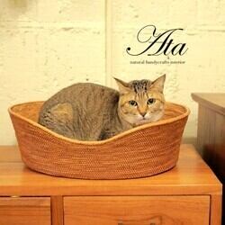 コピー：アタ製 にゃんとも可愛い猫かご。もちろん使い道は自由！おっきなアタかご　Ａ２８－２（脱衣かご、おもちゃ入れ、洋服入れ、犬、ペット）