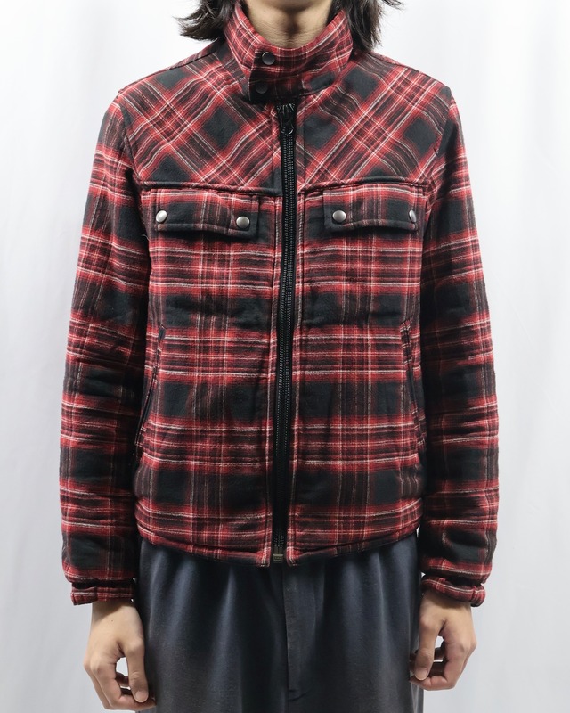 【ZUCCA】check zip up blouson