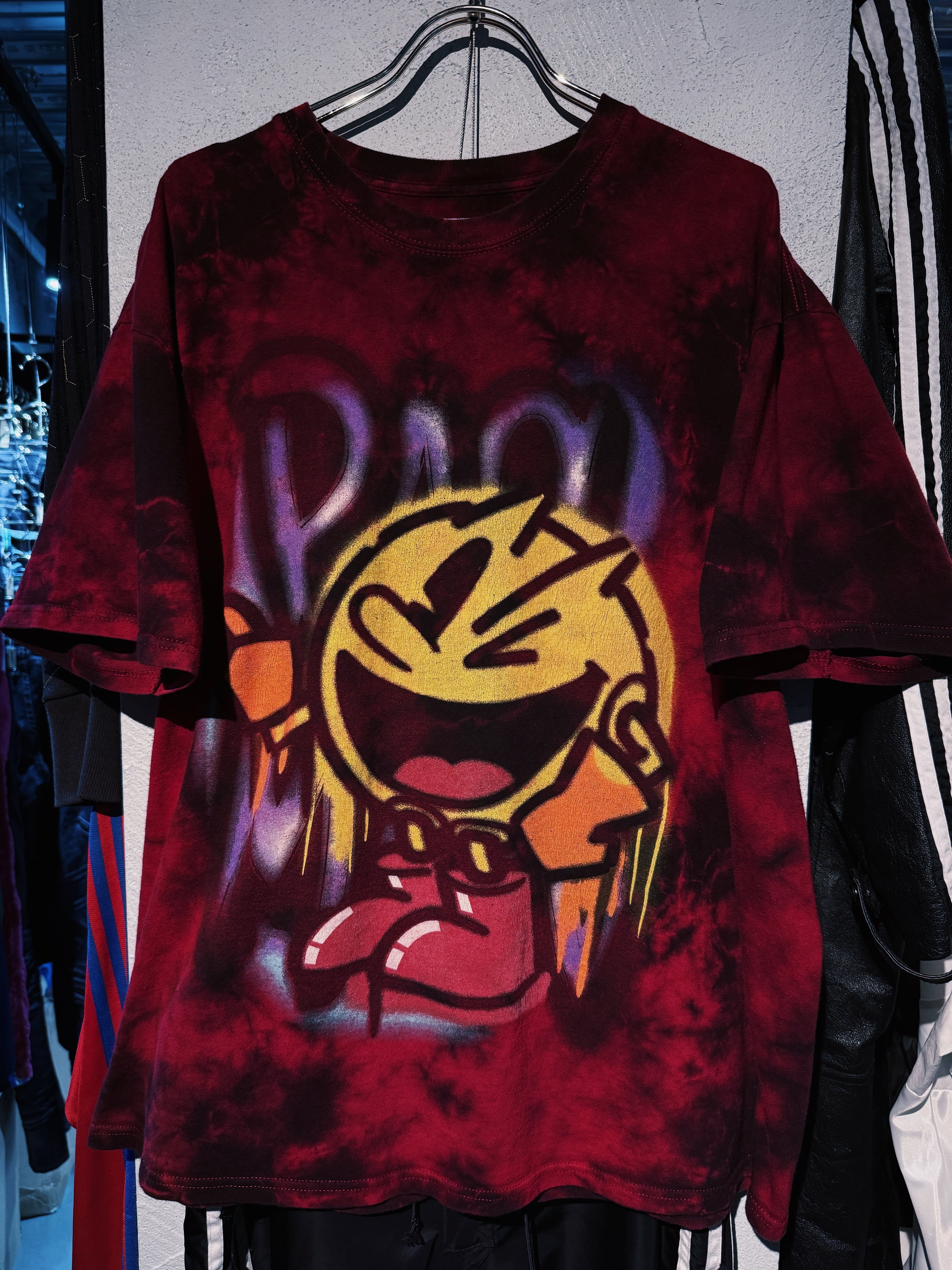 【D4C】Vintage “PAC-MAN” Graffiti Style Tie-Dye T-Shirt