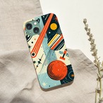 受注生産 iPhoneケース 赤い惑星と斜め軌道の宇宙柄｜レトロ宇宙 RFSP048B