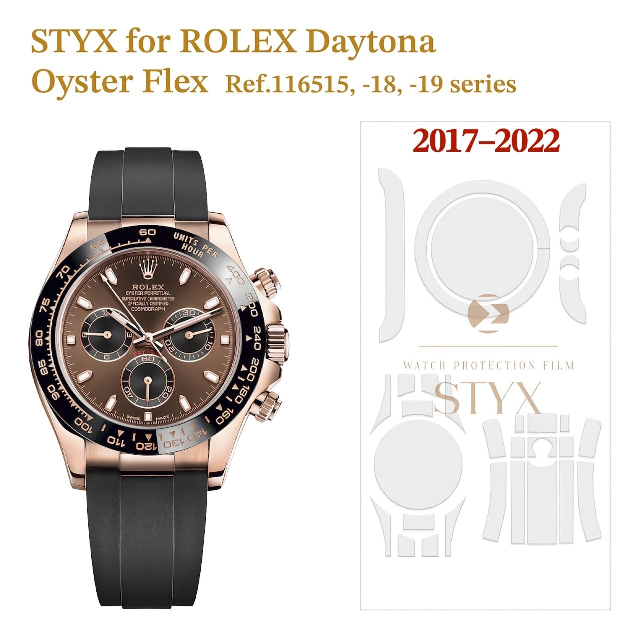STYX 保護フィルム】for Rolex Daytona Oyster Flex 11651X（2017–2022