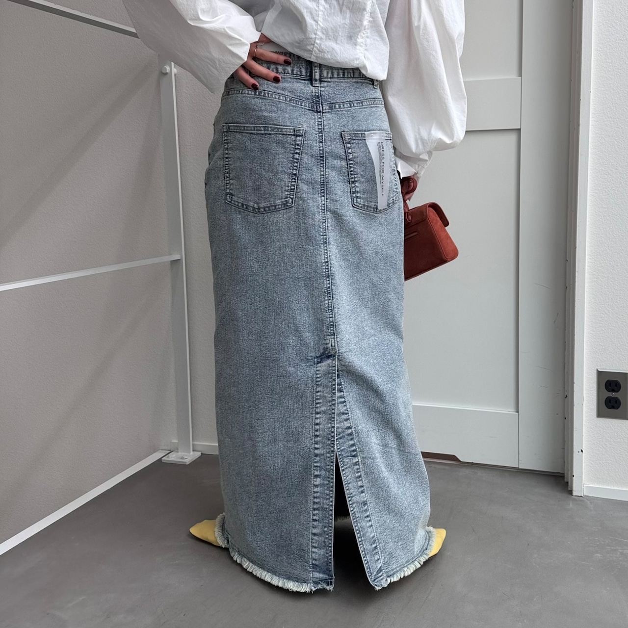 【キャンセル分】リメイクライクラップデニムSK/ブルー