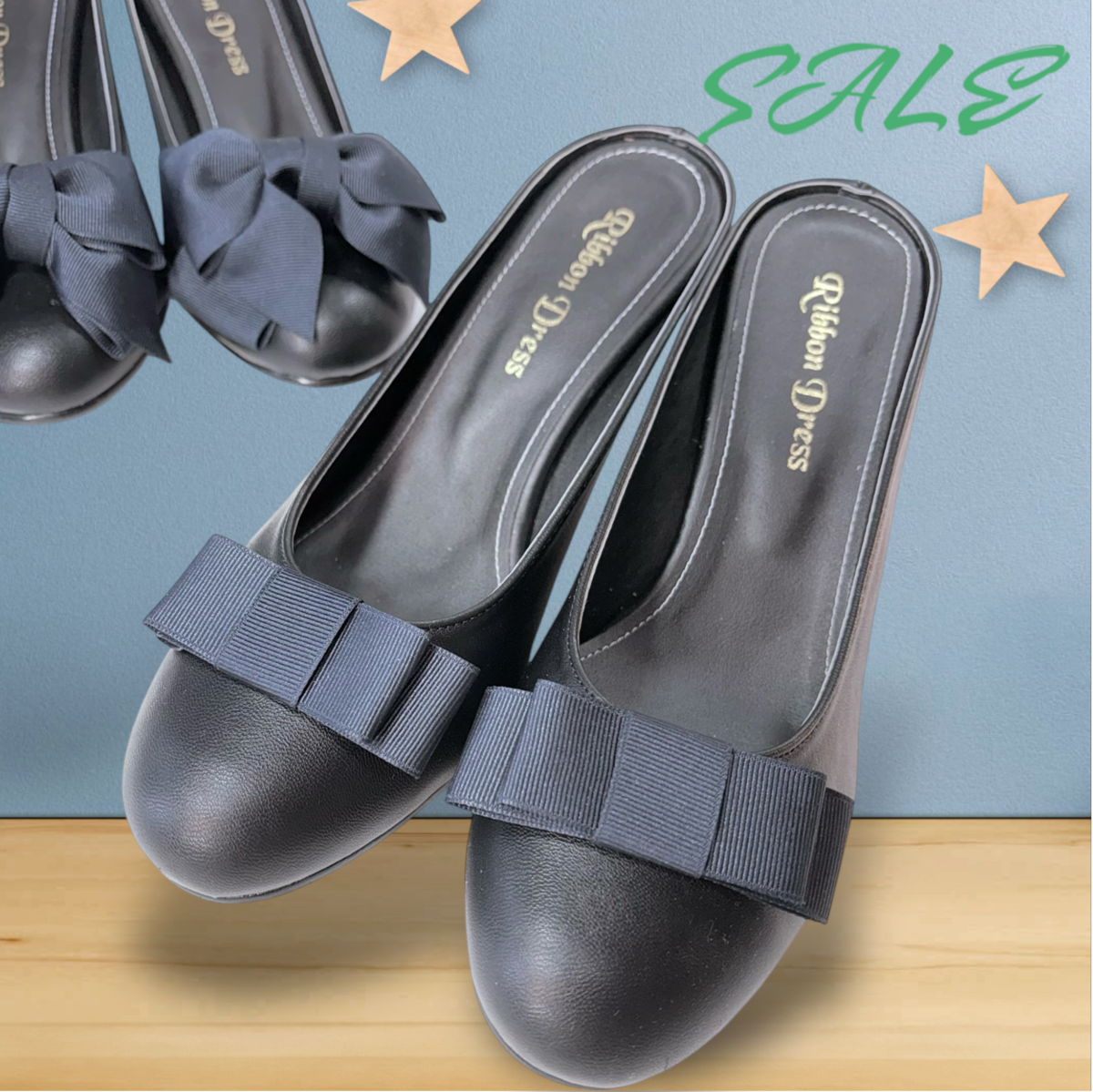 OHGA ブラック リボン ミュール 今欲しいのは、毎日履けるちょっといい