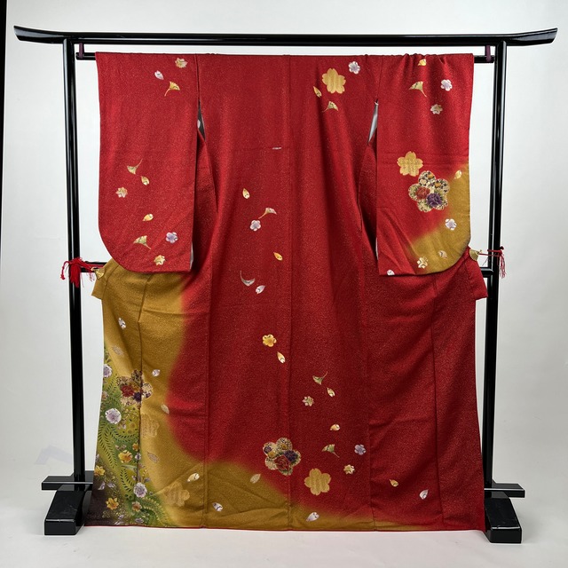 中振袖 振袖 正絹 中古品 緑色 濃い緑 緑 4S611 HACX899000