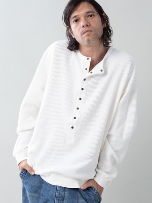 EGO TRIPPING (エゴトリッピング) DEEP FRONT ヘンリーネックロンTEE / WHITE 666703-00