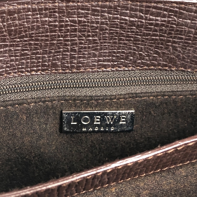LOEWE ロエベ ハンドバッグ ブラウン ロゴ レザー 型押し vintage ヴィンテージ オールド xdd6ie