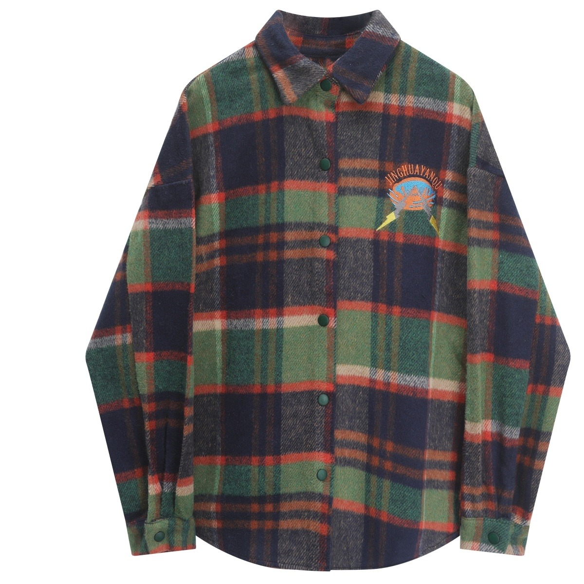 CHECKERED PATCH SNAP BUTTON SHIRT JACKET 1color M6419 Magniraff(マニラフ