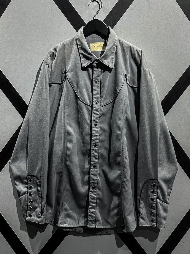 【X vintage】"Scully" Gray Color Loose Western Shirt