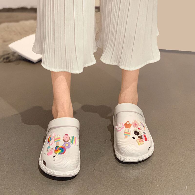 レディースサマーサンダルミュール 靴 シューズ 大人ガーリー スウィート キュート カジュアル 夏物 フラワーデザイン フェイクシューズ11919241755