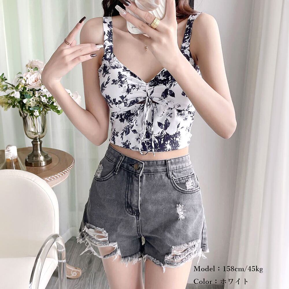 タイダイ柄 キャミソール レディース カップ付き 韓国 インナー トップス おしゃれ 大人 かわいい ショート丈 へそ出し カジュアル 水墨柄 大人可愛い 大人女子
