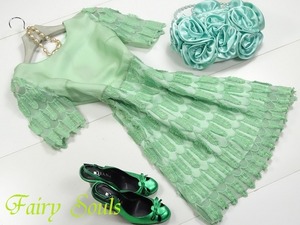 ★送料無料★9号(M)☆羽ばたくような刺繍が軽やかワンピース(OPN8594)