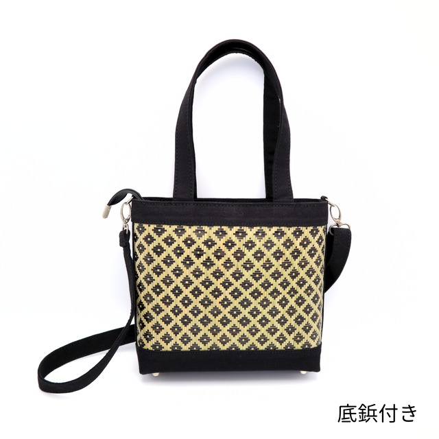 【2wayハンドバッグ】竹編みかごバッグ（ブラック・黒）