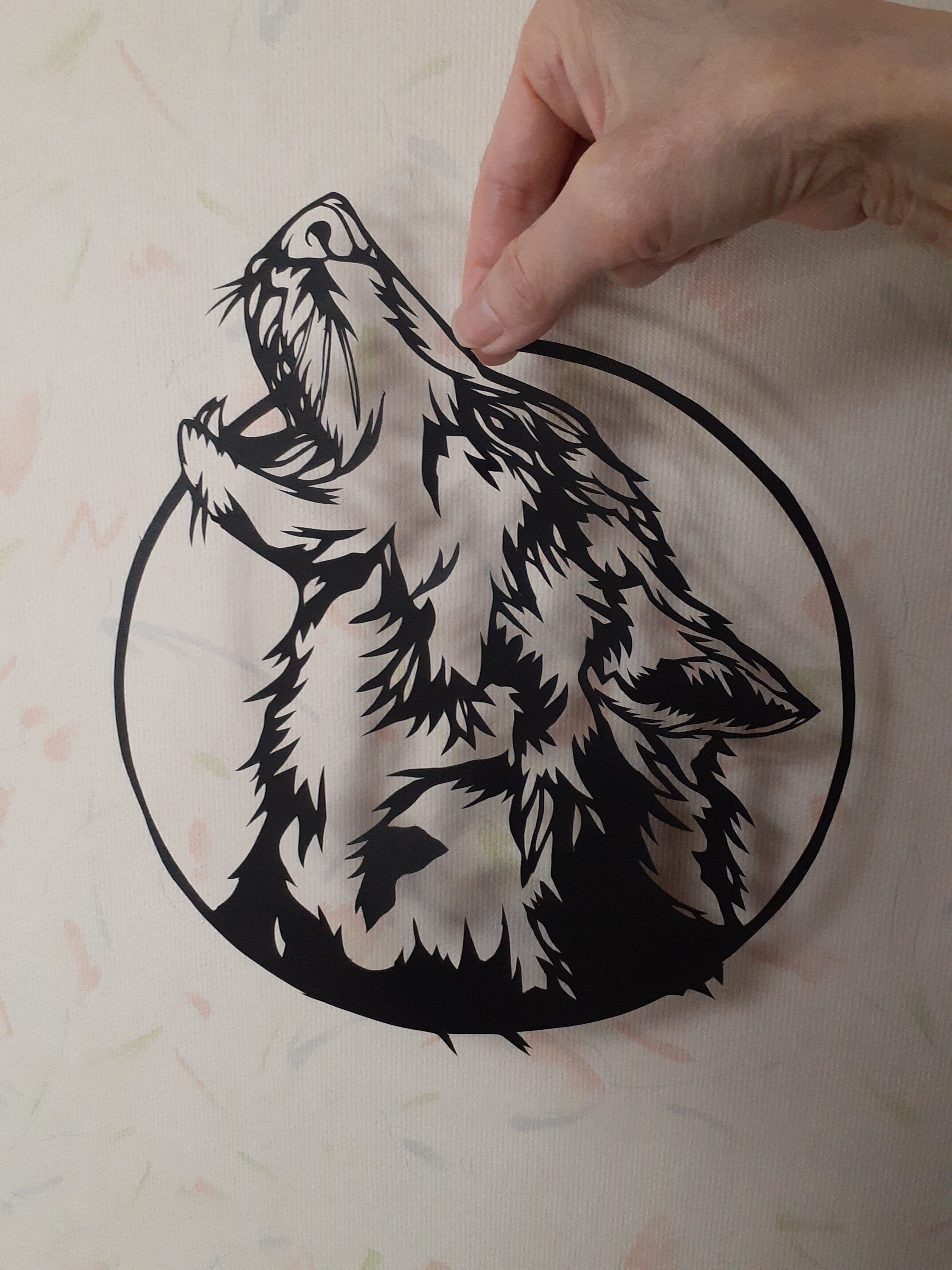 切り絵アート 狼の遠吠え 工房 和み