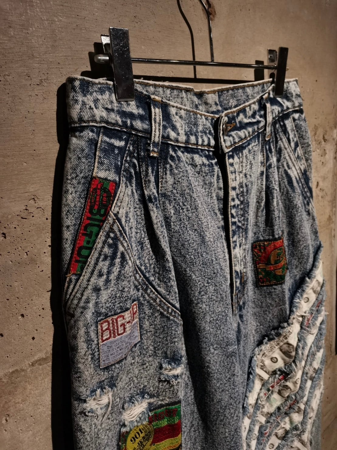 Caka】Damage×Dollar Patch Design Vintage Baggy Jeans | Caka(カカ 