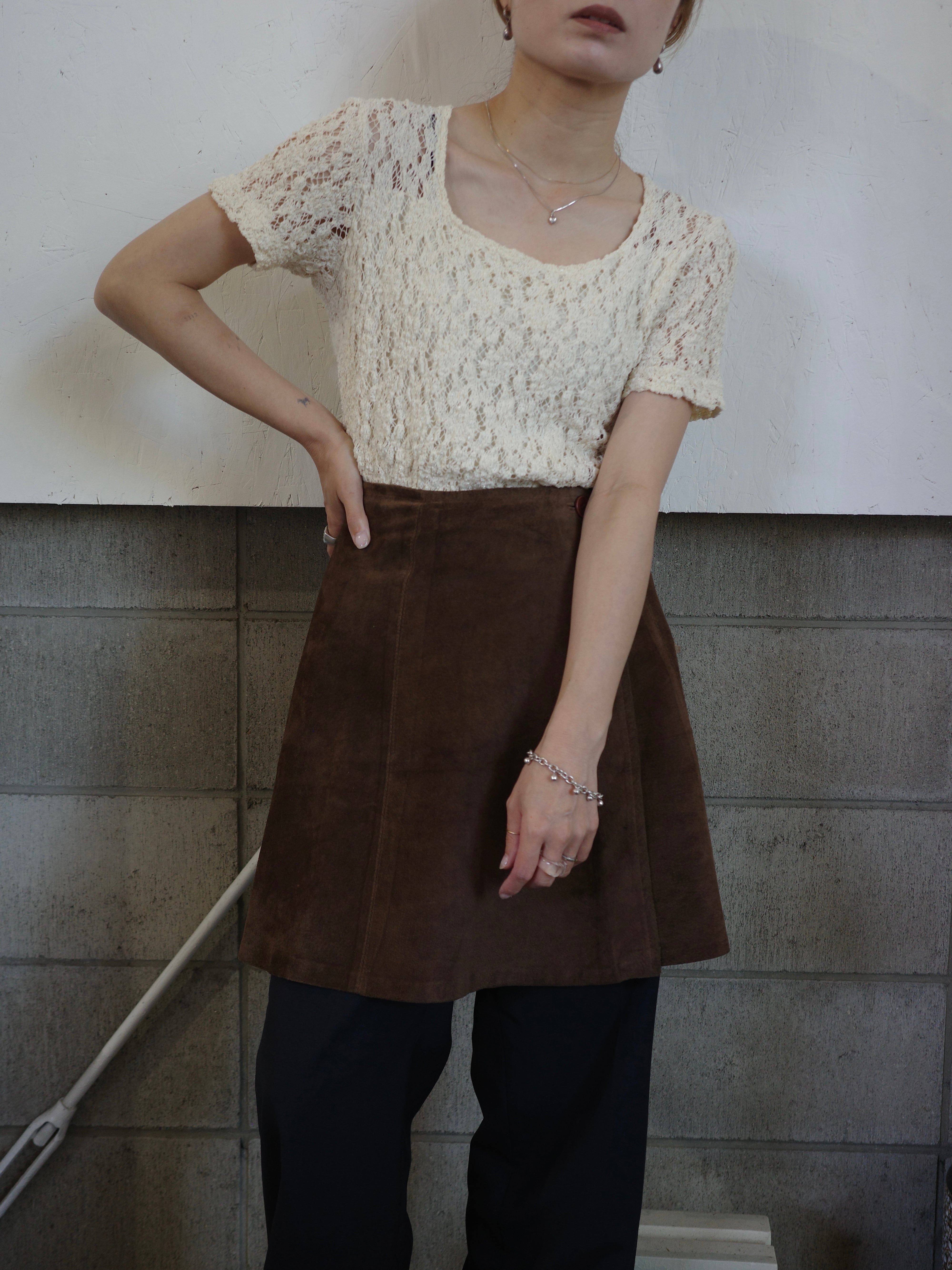vintage＞suede wrap skirt | CherLife
