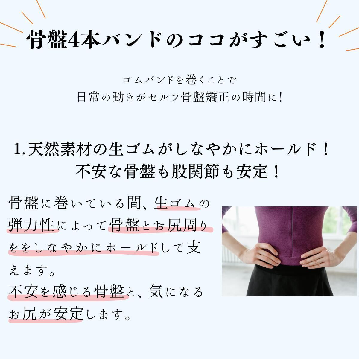 細ゴム4本！骨盤4本バンド骨盤ベルト ゴム製 腰痛 ゆがみ 矯正 グッズ