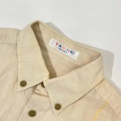VAGIIE バジエ キャラ刺繍入り コットン&リネン ボタンダウン BD 半袖 シャツ 46 /ベージュ系/日本製