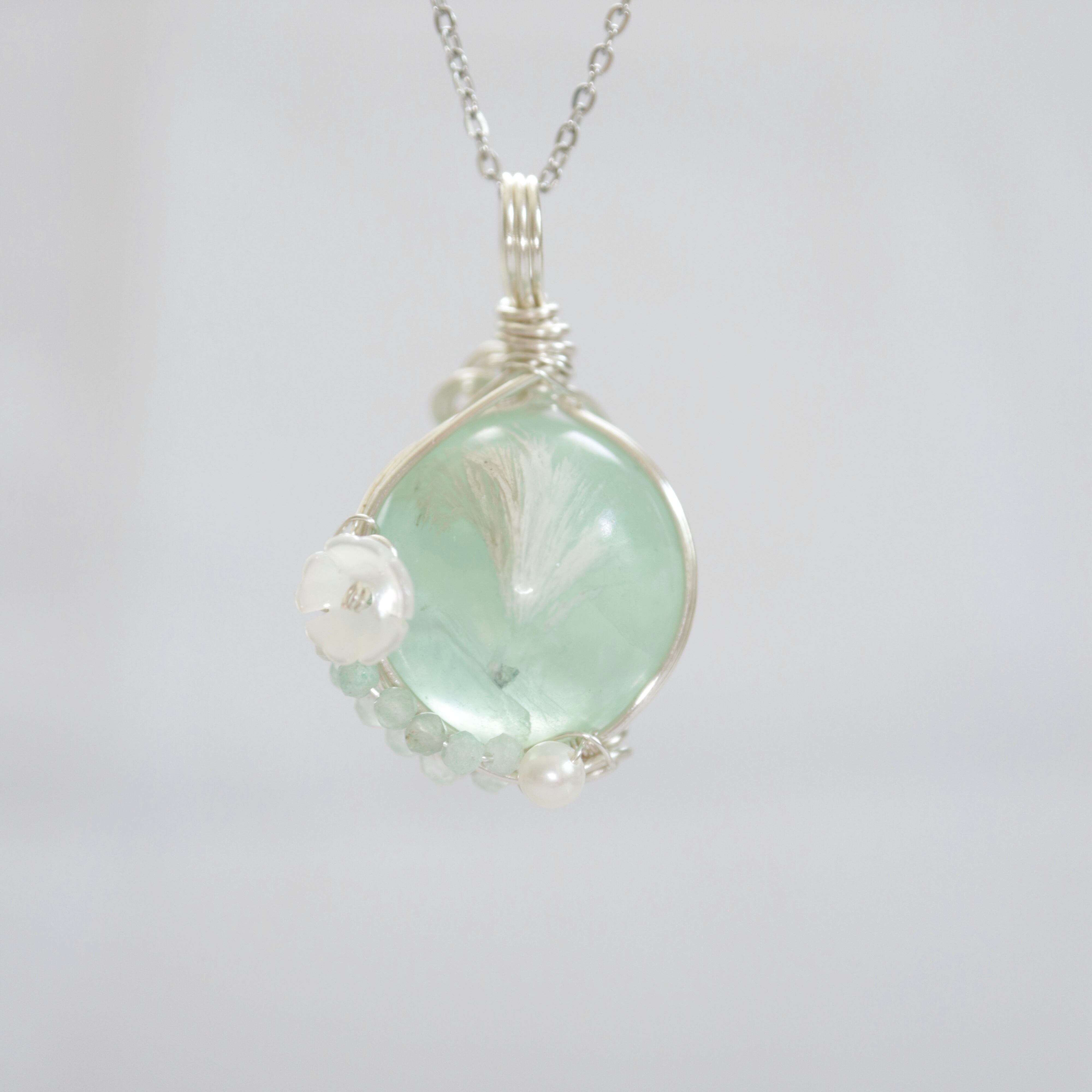 1点もの フェザーインフローライト ワイヤーラッピング