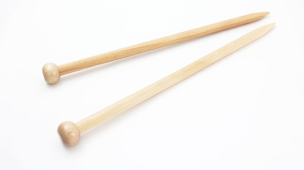 【竹製硬質】玉付極太 2本針 (長さ35cm 太さ10mm)