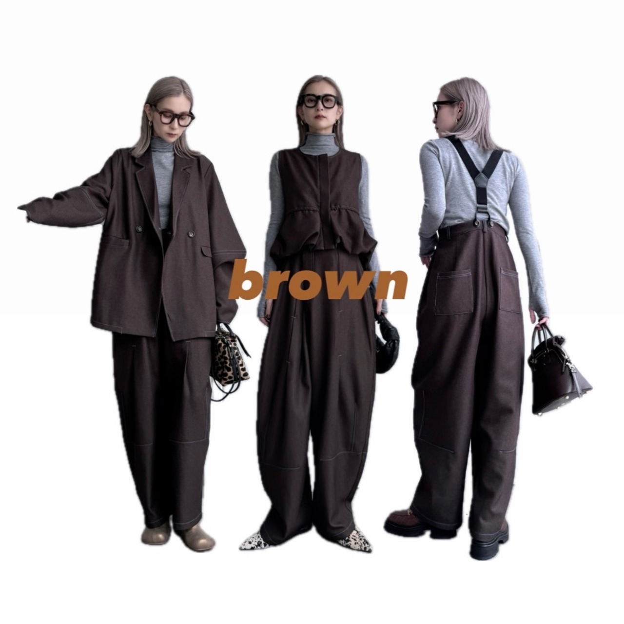special price【9月上旬発送】[3piece] color stitch set/brown