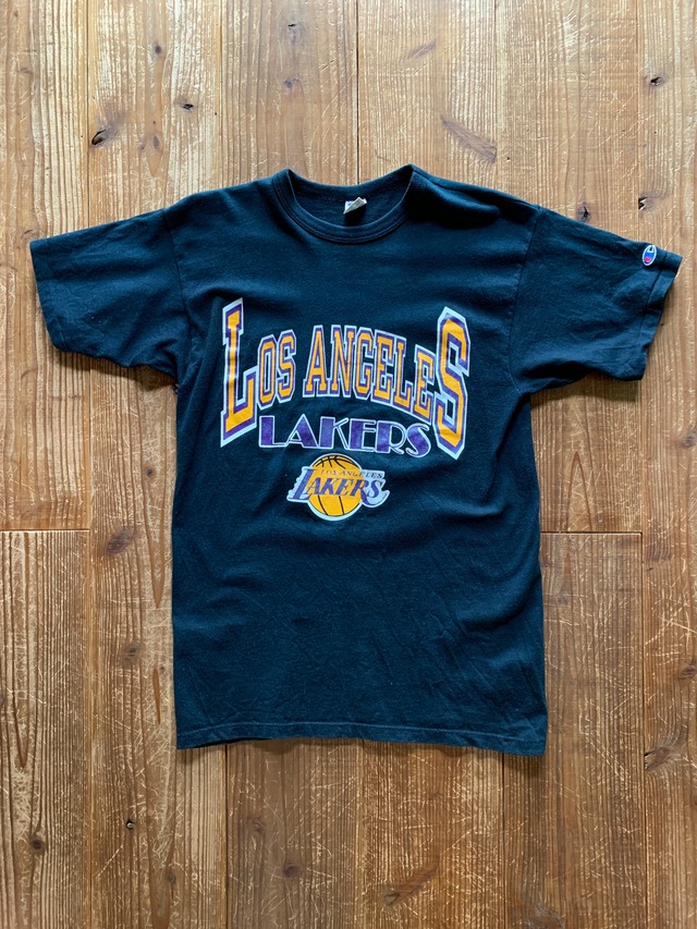 80's トリコタグ チャンピオン ''LOS ANGELES LAKERS'' プリントTシャツ ブラック 表記(L)