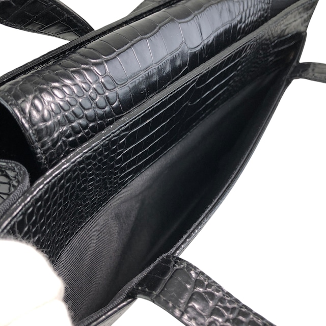 Yves Saint Laurent イヴ・サンローラン ハンドバッグ ブラック YSL レザー クロコ型押し vintage ヴィンテージ オールド 3e2ciz