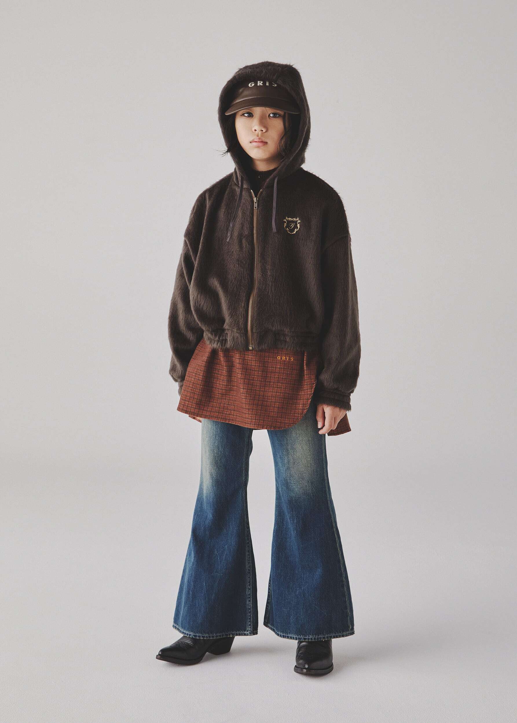 〈 GRIS 25AW 〉 ”Shaggy wide zip fody" "パーカーシャツ" / size L-XL / BROWN