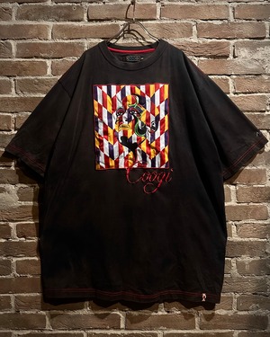 【Caka act3】"COOGI" Geometric Patch × Face Embroidery Vintage Oversized T-Shirt