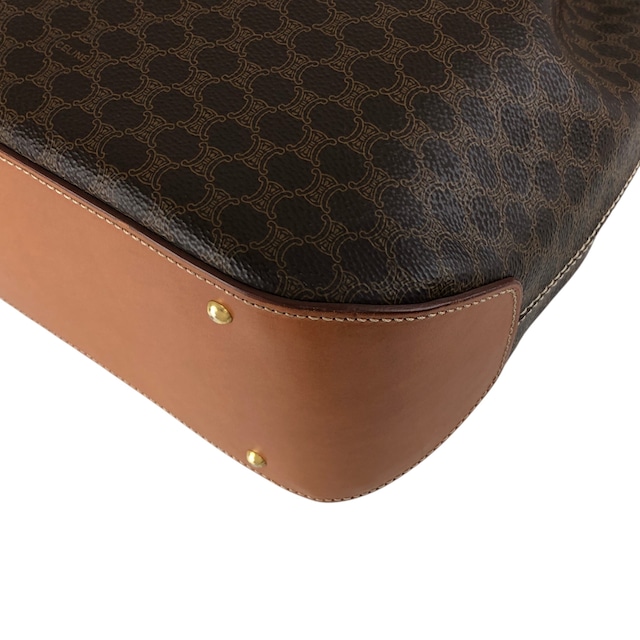 CELINE セリーヌ マカダム ショルダーバッグ ブラウン PVC 巾着 vintage ヴィンテージ オールド wskrpv