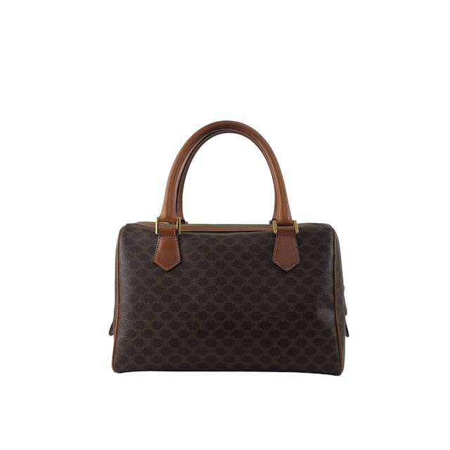 CELINE セリーヌ マカダム ハンドバッグ ブラウン プレートロゴ レザー ミニボストン vintage ヴィンテージ オールド ryhn5t