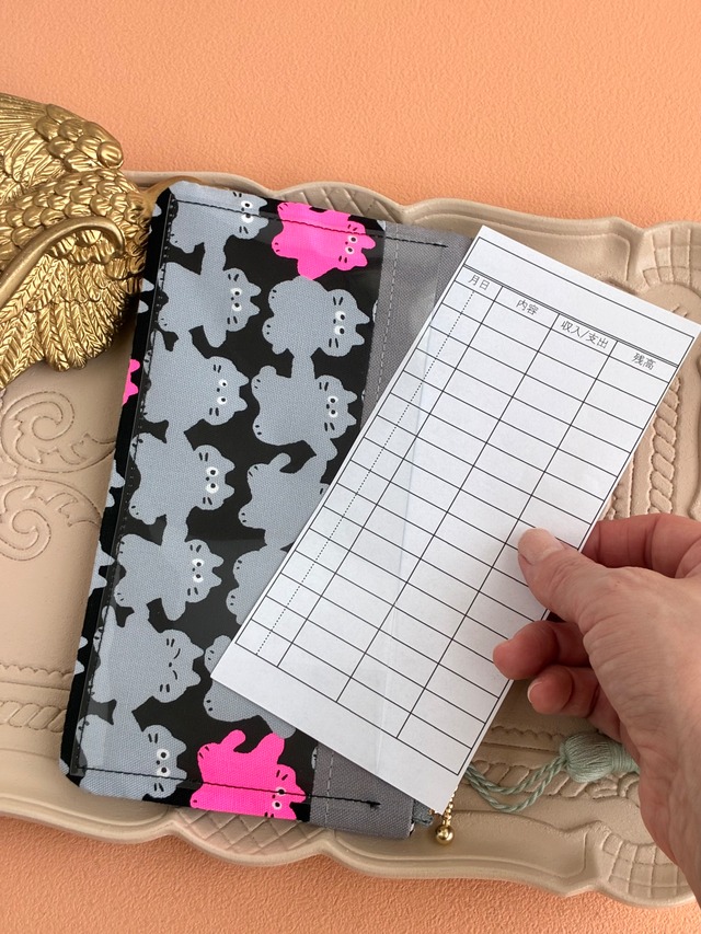 やりくりポーチ・メロウフレンズCATブラック（タッセル付き）