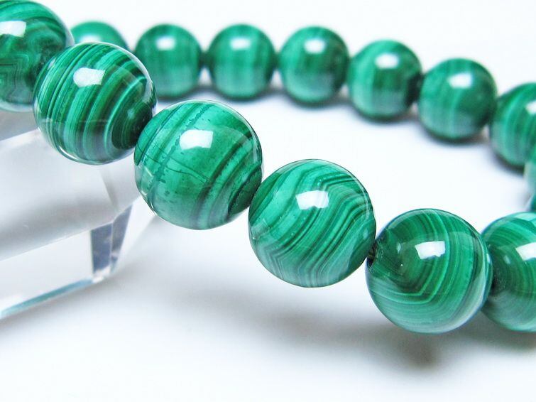 マラカイト ブレスレット 12mm メール便可 一点物 111-51864 | 天然石