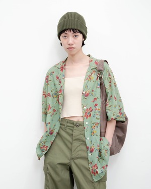 1990s GAP - open collar floral rayon shirt