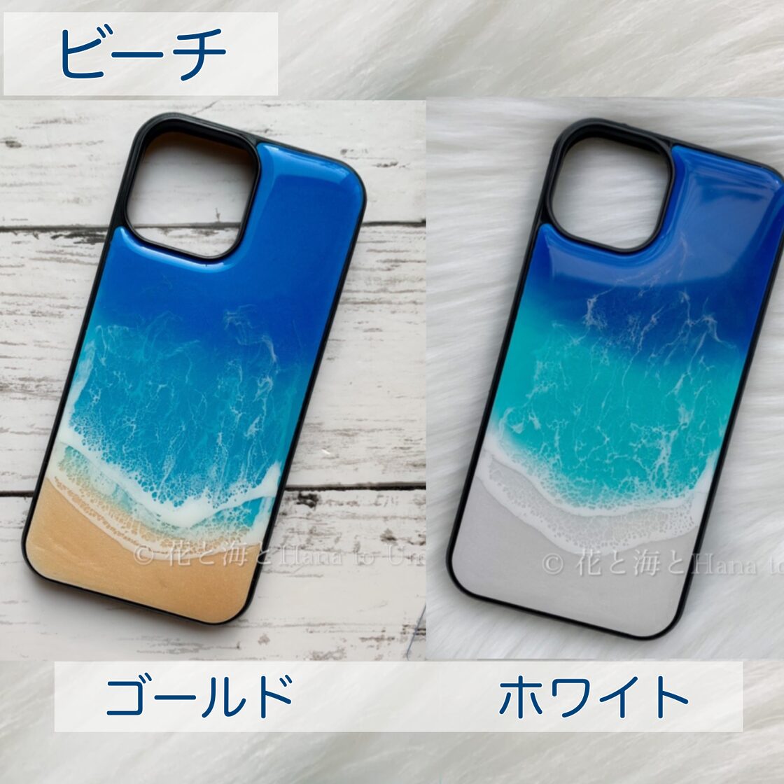 オーダ制作＊海と白波のスマホケース(TPU素材)✳︎海レジンアート  