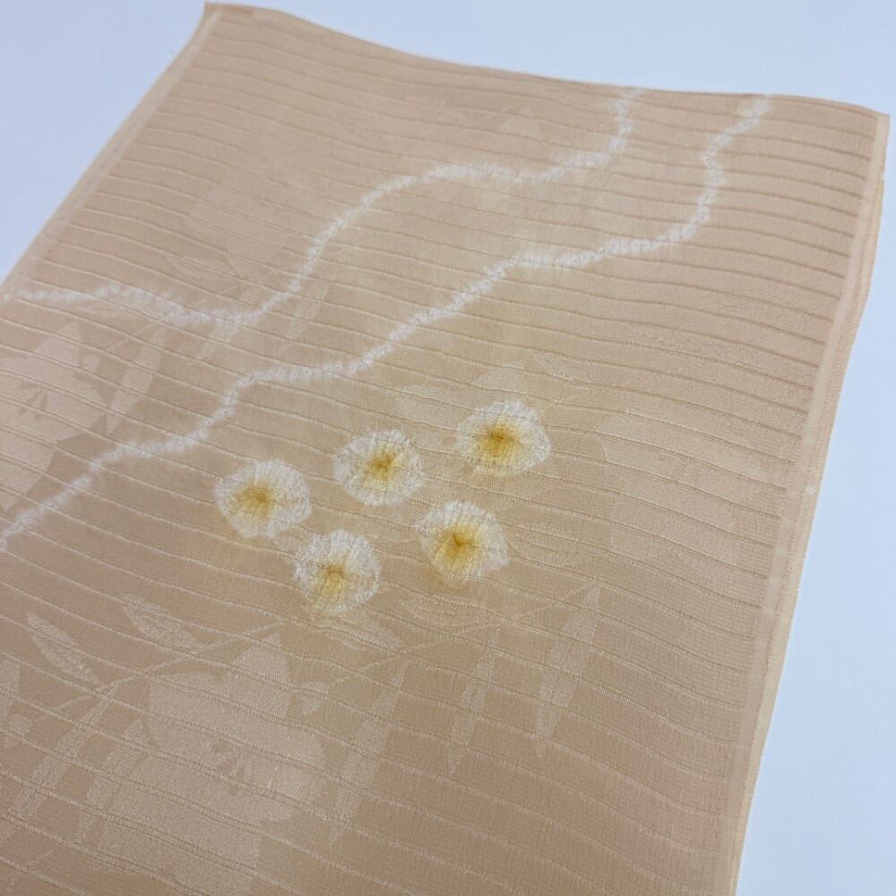 夏帯揚げ 新品 夏用 帯揚 ベージュ 小紋 紬 訪問着 普段着用 礼装用 正絹 絹100% 和装小物 5716