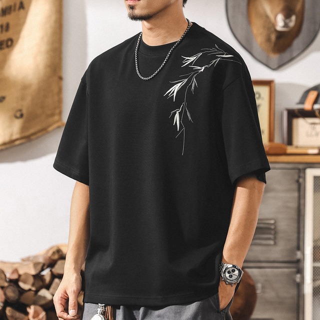 シンプル刺繡半袖Tシャツ 225989