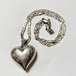 Vintage Hand Carved Big Heart 925 Silver Pendant Necklace