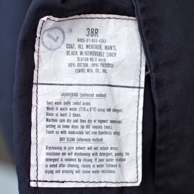 1980s US NAVY All Weather Coat 38R / USN 米海軍 ブラック ステン