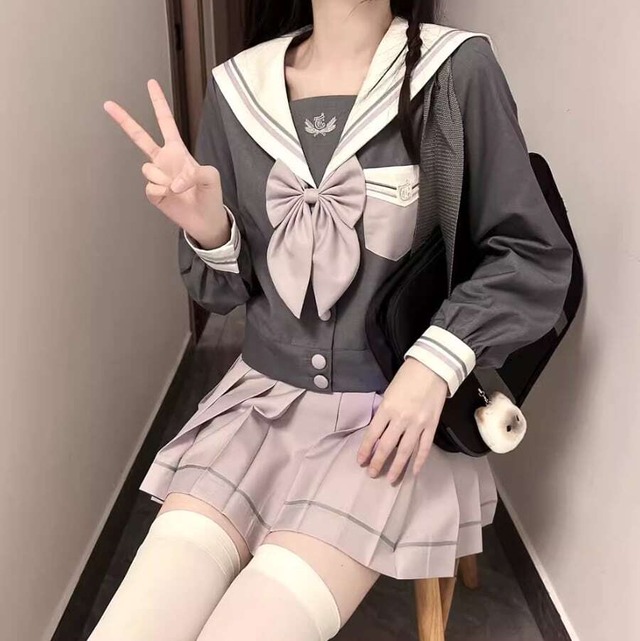 【XS-2XL】紋章入り桜色セーラー服　seifuku30★