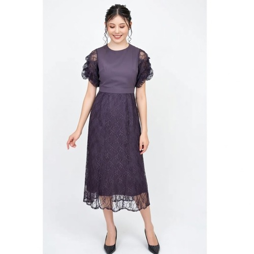 ボリュームスリーブマーメイドドレス　ダークパープル【結婚式お呼ばれ】/浜松ドレスショップ/by6sense in the closet