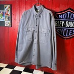 CAMEL コットンワークシャツ グレー ボタンダウン キャメル