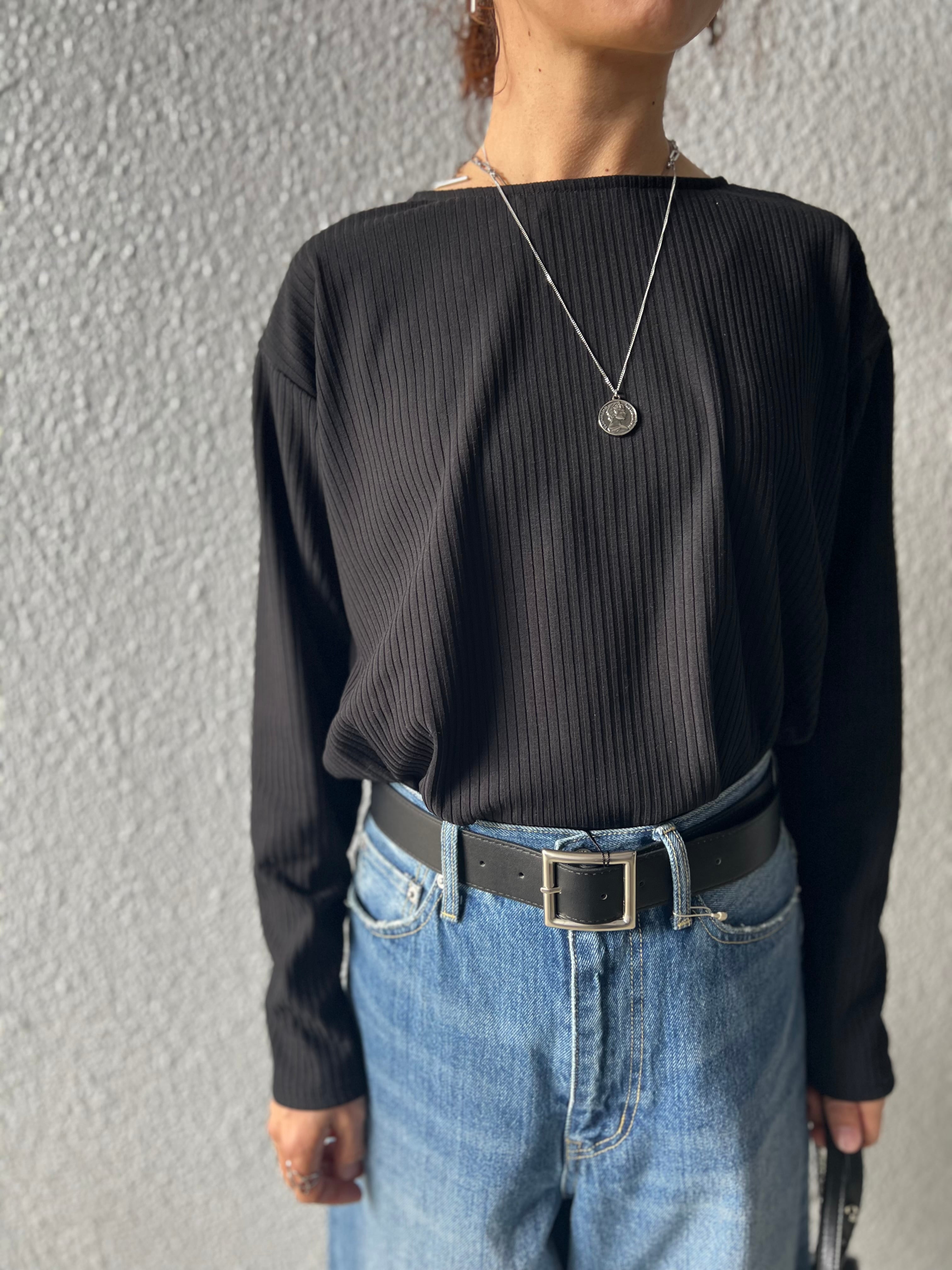 【LEMELANGE】ボートネックストレッチリブtee 8551006