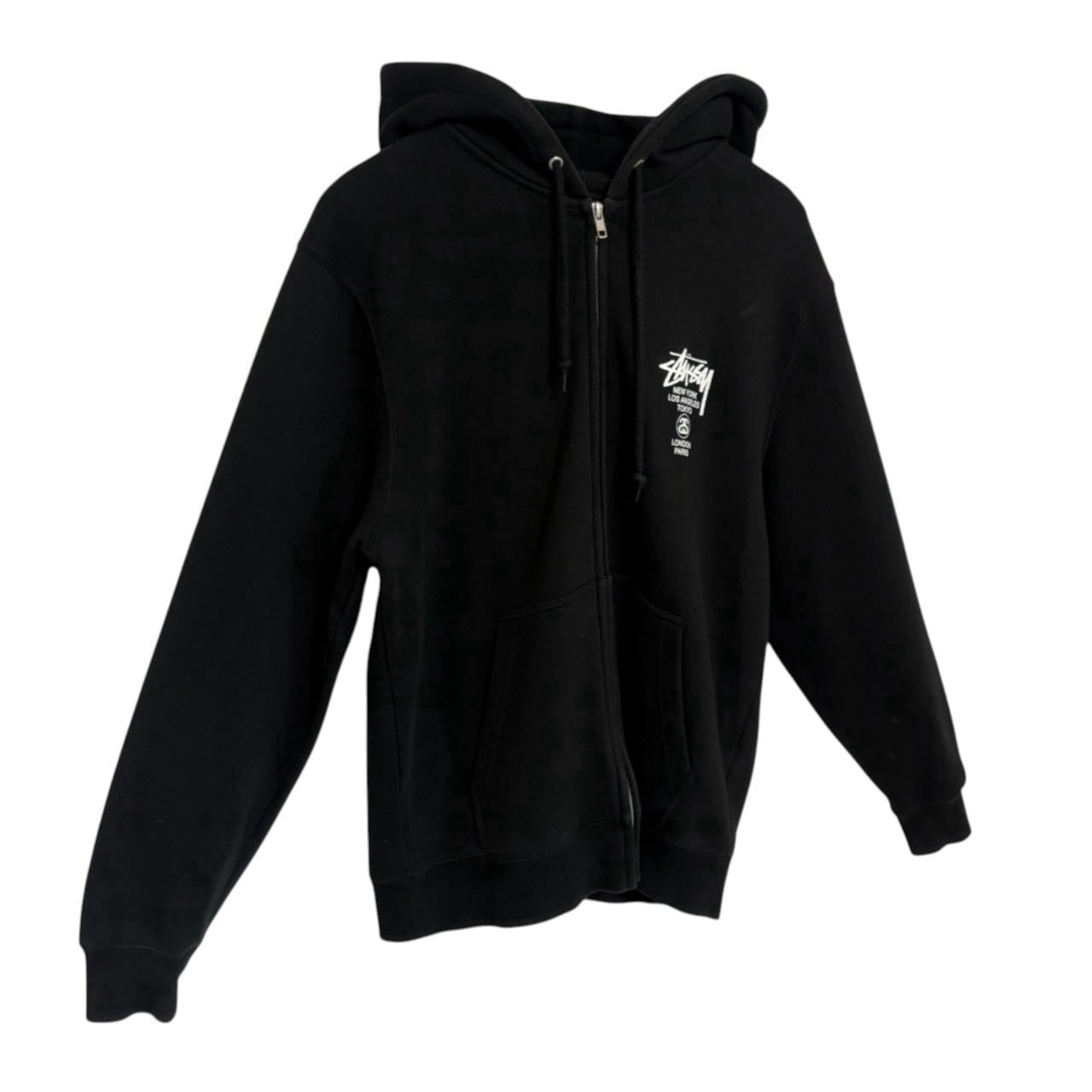 stussy ステューシー ジップパーカー M バックロゴ プリント ワールド