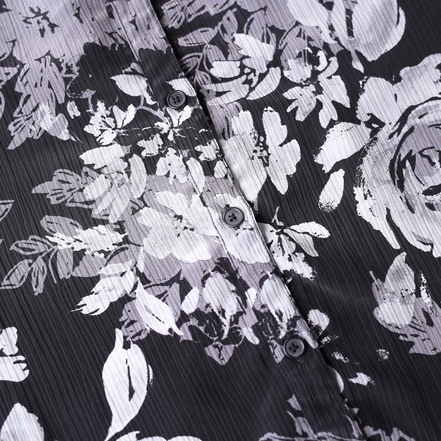 "墨絵" flower art pattern over size shirt