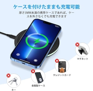 ワイヤレス充電器 Qi認証 最大15W出力 急速充電 ワイヤレスチャージャー iPhone Galaxy Xperia