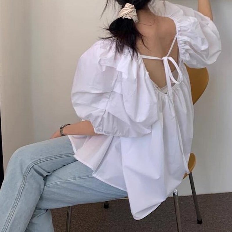 casual puff sleeve shirt《2color》